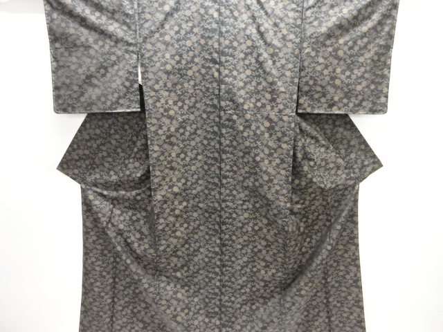 JAPANESE KIMONO / SILK / DORO OSHIMA TSUMUGI / WOVEN UME & BAMBOO GRASS